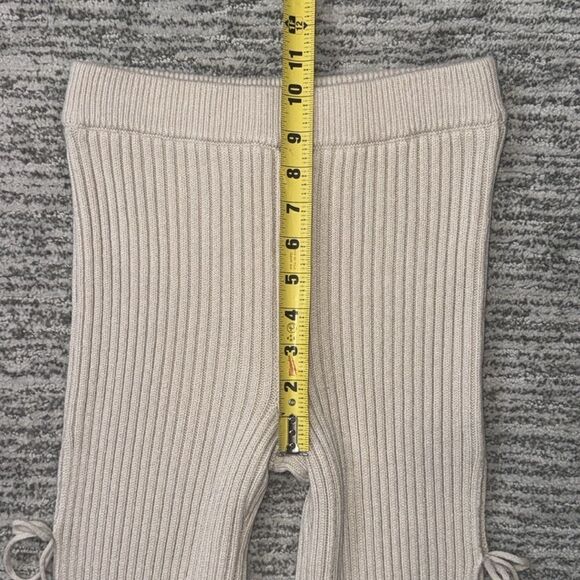 Guizio Cashmere Ribbed Knit Tie Pants and Cropped Top Small Oatmeal Revolve - Picture 11 of 16
